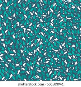 leaf seamless pattern on dark background with white circle vector illustration