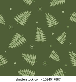 Leaf seamless pattern on green background for design vector illustration.