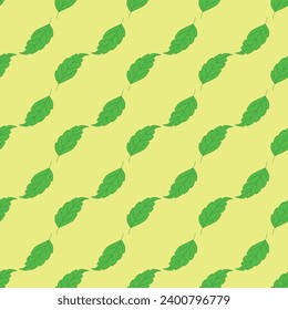 Leaf seamless pattern on the yellow background