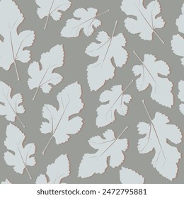 Leaf seamless pattern in pastel tones. Imprints of mulberry  leaves. Great for fabric, wallpaper, wrapping paper, surface design. Vector illustration.