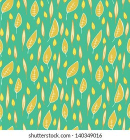 Leaf Seamless Pattern (repetitive) on blue background. Illustration is in eps8 vector mode.