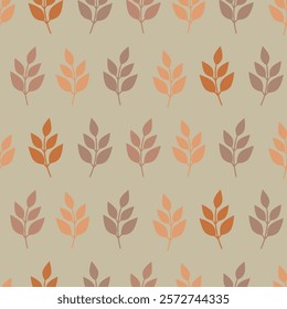 Leaf seamless pattern, seasonal fall illustration in a orange and beige palette