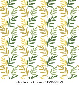 Leaf seamless pattern vector. Abstract branches floral illustration. Flat leaves backdrop. Wallpaper, background, fabric, textile, print, wrapping paper or package design.