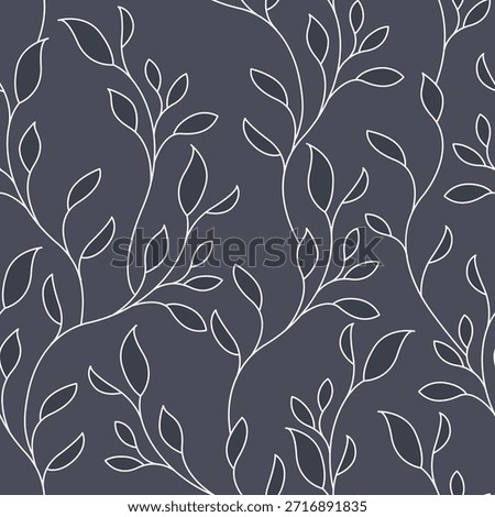 Leaf Seamless Pattern. Vector Floral Template Design Minimalist Style. Monochrome Minimal Trendy Contemporary Botanical Design for Prints, Textile, Fabric, Posters, Invitations, Branding. Not AI