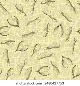 Leaf seamless pattern wallpaper background. Design of natural Monstera leaves and banana leaves in a minimalist linear outline style. Design for fabric, print, cover, banner, decoration.