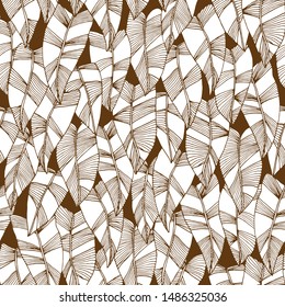 Leaf seamless repeat pattern. You can enjoy this brown and white seamless pattern on packaging, wallpaper, backgrounds, or any way you like it!
