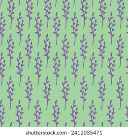 Leaf seamless repeatpattern. Vector botany all over surface print aop on green background.
