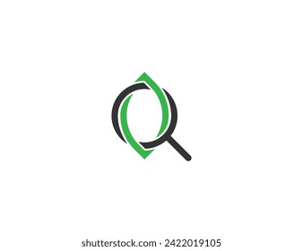 Leaf Search Magnifying Glass Logo Concept icon sign symbol Element Design. Organic, Herbal, Natural Products, Ecology Logotype. Vector illustration template