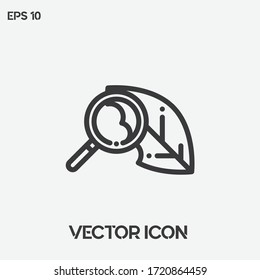 Leaf and search vector icon illustration. Ui/Ux. Premium quality.