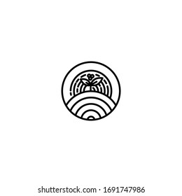 leaf and seed hipster logo design