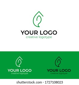 leaf and seed logo design modern and minimal green floral vector logotype