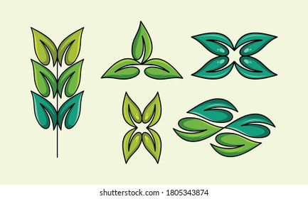 Logotipo de ecología de la colección Leaf Set
