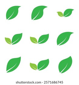 Leaf set graphic design logo template