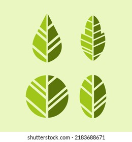 Leaf set green element template organic editable
