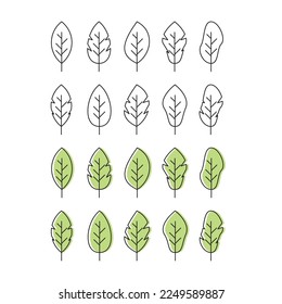 Leaf set icon. Editable vector pictogram isolated on white background. Trendy line symbol for design.