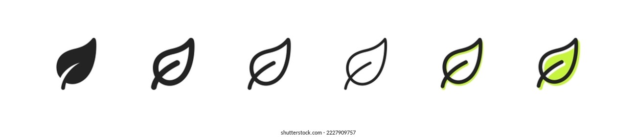 Leaf set icon. Leaves, nature, plant, eco, save the planet, green, water, clean environment. Ecology concept. Vector line icon on white background