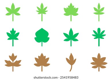 Leaf set icon. Nature herb design
