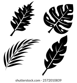 Leaf set silhouette vector icon image,simple and minimalist design,isolated on white background,can be for sign,or ornament decoration 