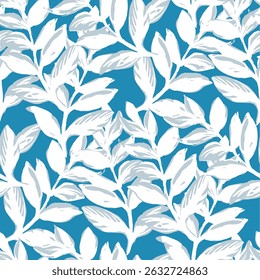 leaf shadow on blue background. seamless pattern design