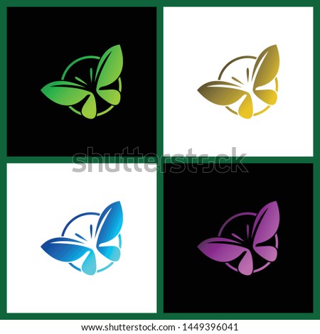 leaf in the shape of a butterfly, logo design vector