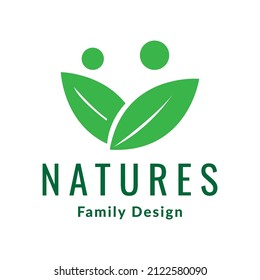leaf with shape family person logo design, vector graphic symbol icon illustration creative idea