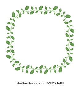 leaf shape floral border, green leaf theme frame, border information board with isolated white background.