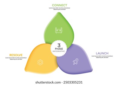 Leaf Shape Infographic Template With 3 Options, Steps, Parts, Segments. Business concept. Marketing Infographic Vector Illustration.