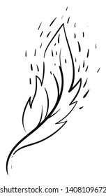 A leaf shaped black brush used to make tattoos, vector, color drawing or illustration. 