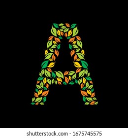 Leaf shaped of letter A. Graphic illustration. Suitable for company logo or branding.