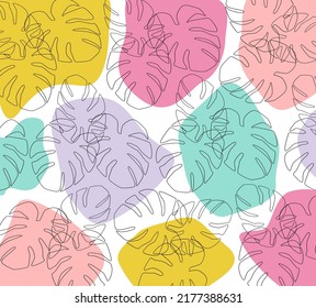 leaf shaped line art background. line art illustration on a bright color background with a hand drawn abstract pattern. good for textile printing, paper, gift wrapping, wallpaper, background, etc.