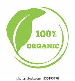 Leaf shaped logo organic natural eco friendly emblem.