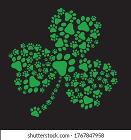 LEAF SHAPES DOG FOOTPRINTS VECTOR