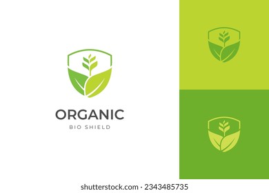 leaf shield. eco protection logo design for farmer, agriculture logo icon design