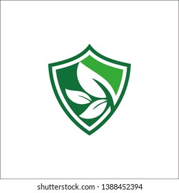 leaf shield healthy logo vector icon