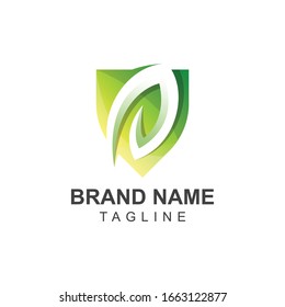 Leaf Shield Logo Design Template