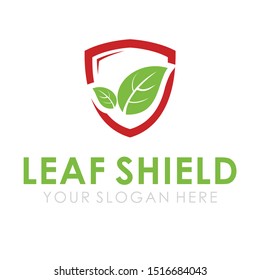 leaf shield logo, eco logo and nature logo vector
