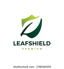 leaf shield logo vector icon illustration