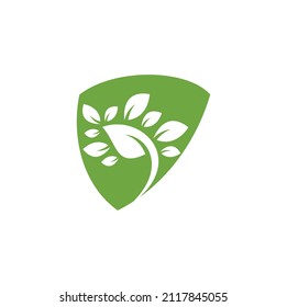 Leaf shield shape Logo Template. Tree leaf logo template design vector , icon illustration.	