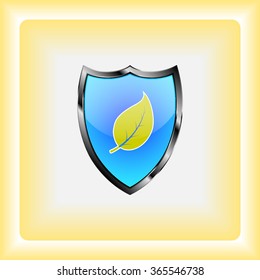 Leaf Shield sign icons, vector illustration. Flat design style 