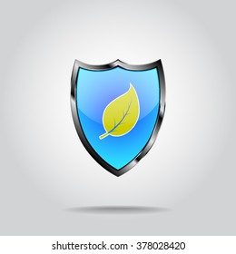 Leaf Shield sign icons, vector illustration. Flat design style 