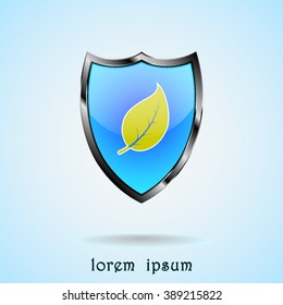 Leaf Shield sign icons, vector illustration. Flat design style 