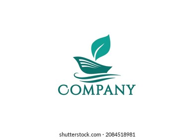 leaf ship logo with a combination of a ship and leaf as the icon.