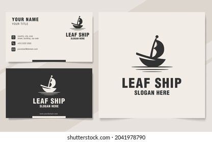 Leaf ship logo template on monogram style