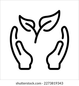 Leaf shoots with environmental protection signatures. Environmental sustainability simple symbol. vector illustration on white background.