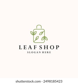 Leaf shop logo style icon design template flat vector