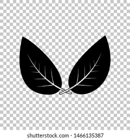 Leaf sign. Black icon on transparent background. Illustration.