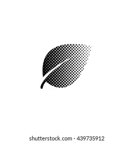 Leaf sign - black vector icon;  halftone illustration