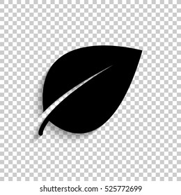 Leaf sign - black vector  icon with shadow
