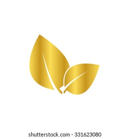 Leaf sign -  gold vector icon