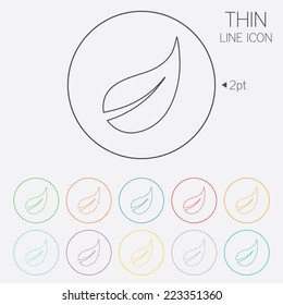 Leaf sign icon. Fresh natural product symbol. Thin line circle web icons with outline. Vector